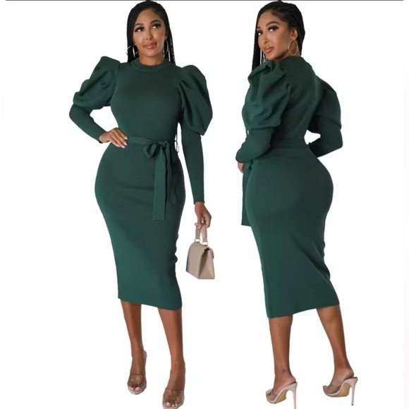 Your Majesty Lush Hunter Green Dress Size Small PTP 15" Size Large PTP 21 - Picture 2 of 3